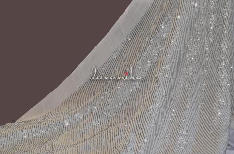 Silver Sequin lines on Dyeable Georgette Fabric Dno2098SRFD